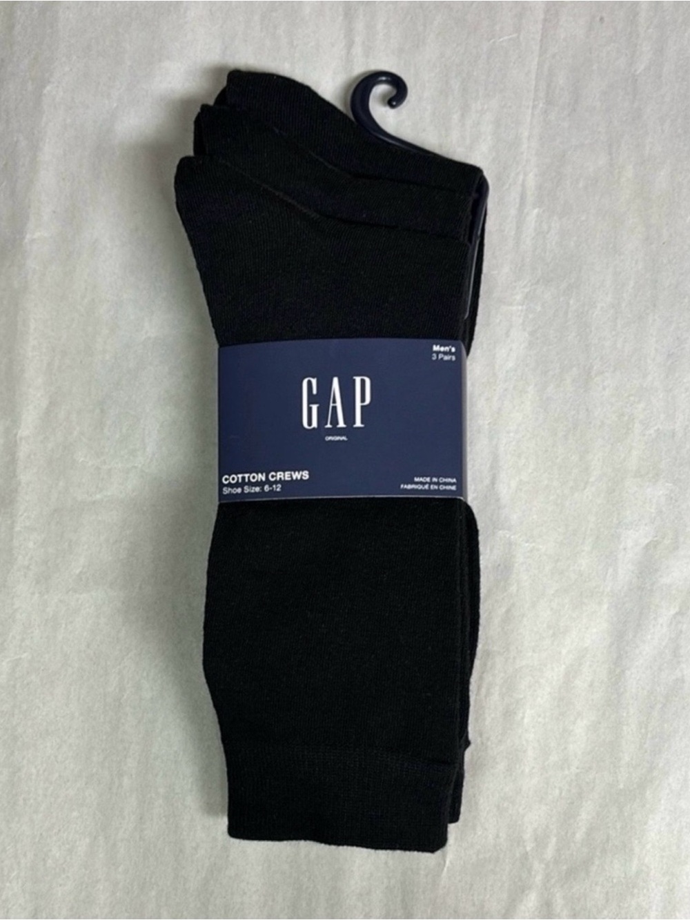 New Gap Socks Men’s 3 Pair Black Cotton Crews Business Casual Dress Preppy Socks